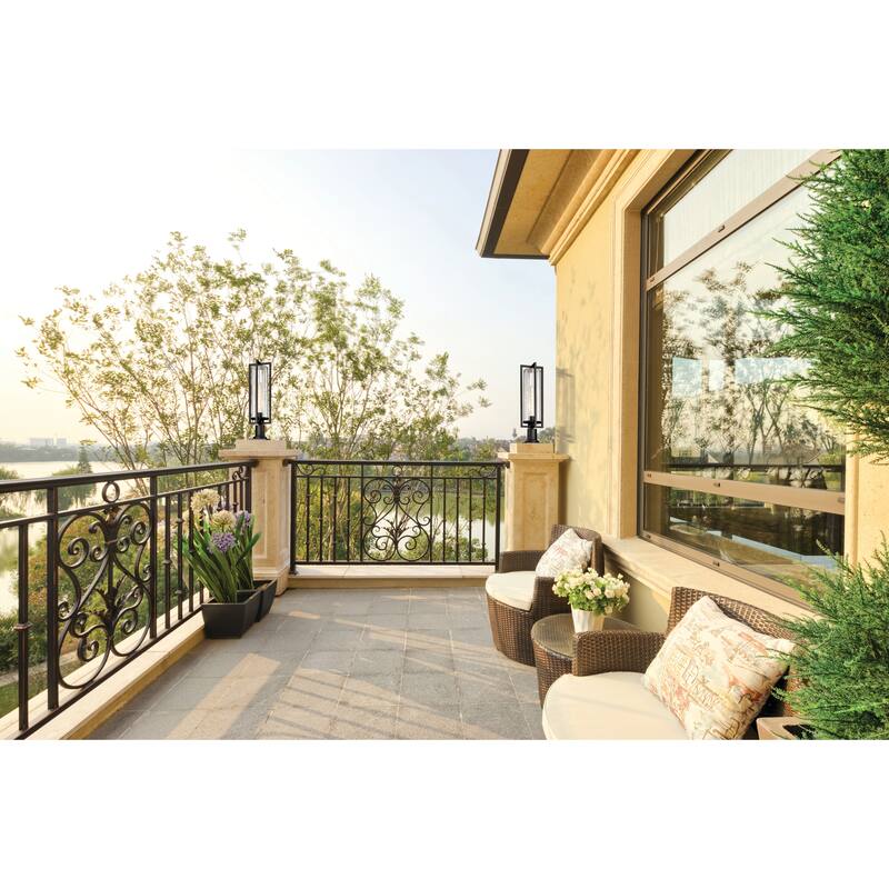 Aura 1 Light Outdoor Pier Mounted Fixture in Black