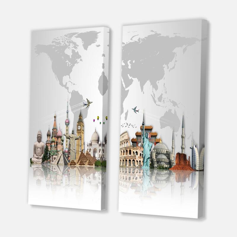 Designart "Famous Monuments Across World" Cityscapes Canvas Wall Art
