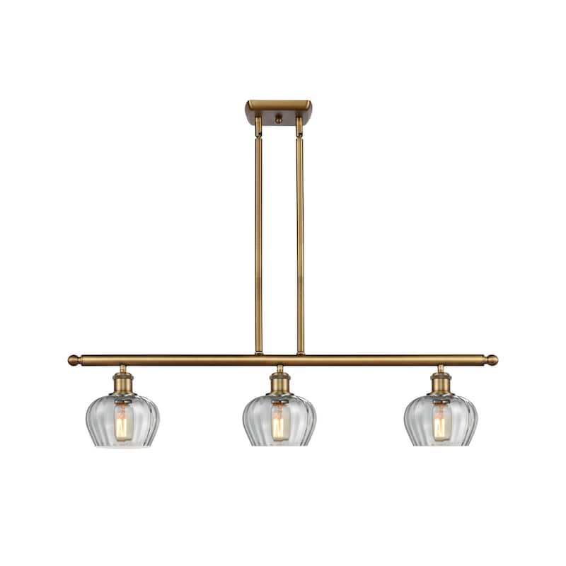 Innovations Lighting Fenton 3 Light 36" Wide Linear Chandelier - Brushed Brass / Clear