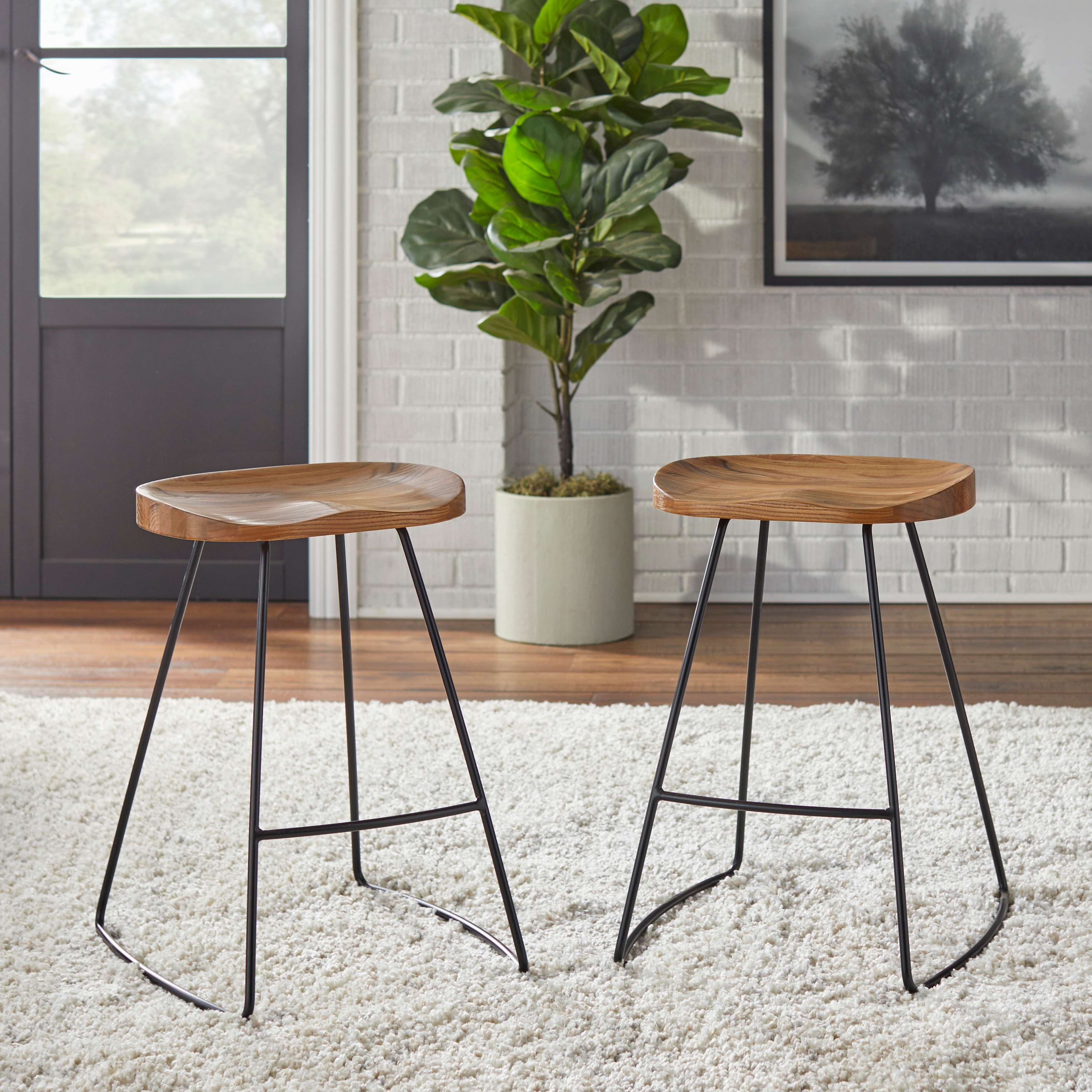 Lifestorey Chapman Scooped-seat Stools (Set of 2)