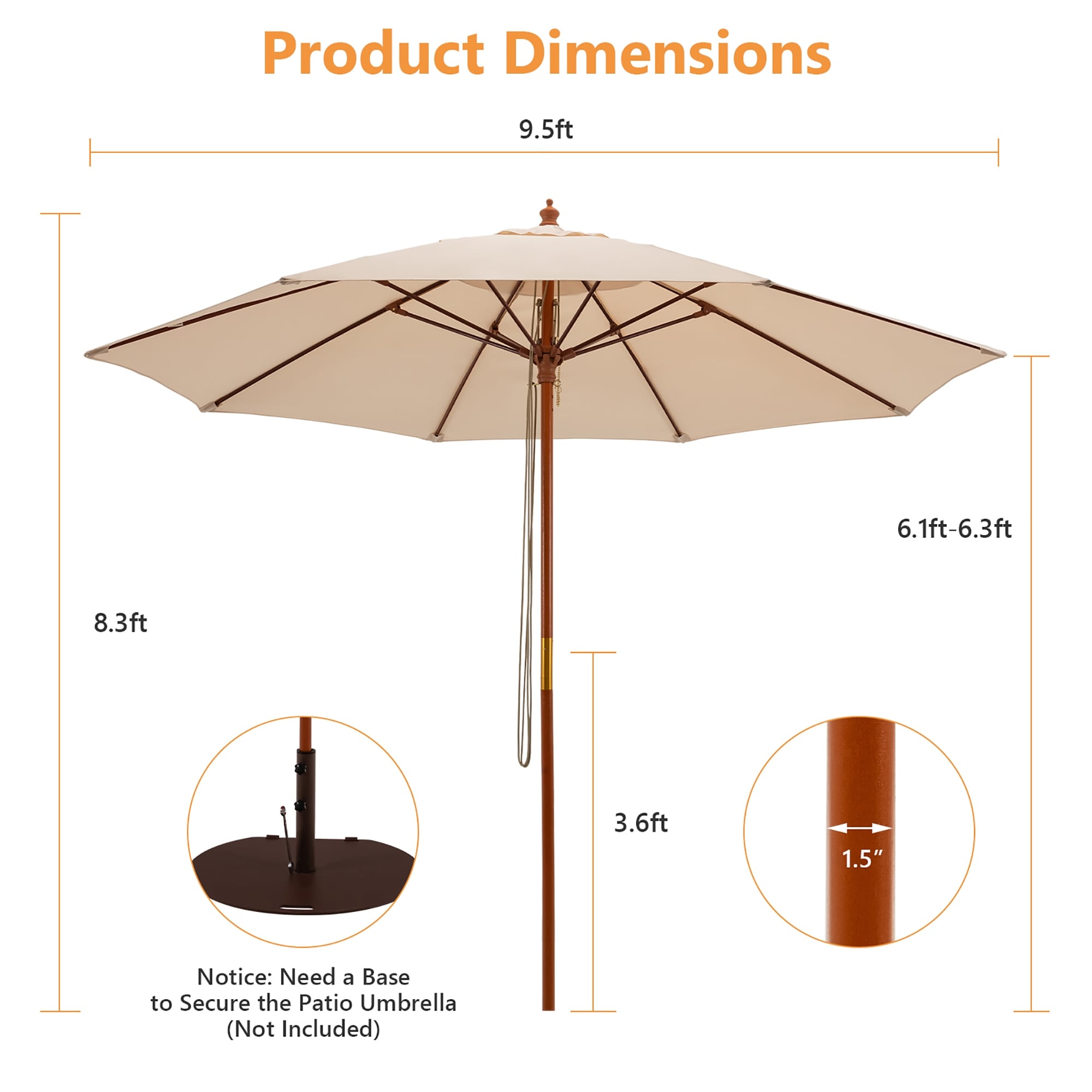 black wood patio umbrella Market Patio Umbrella