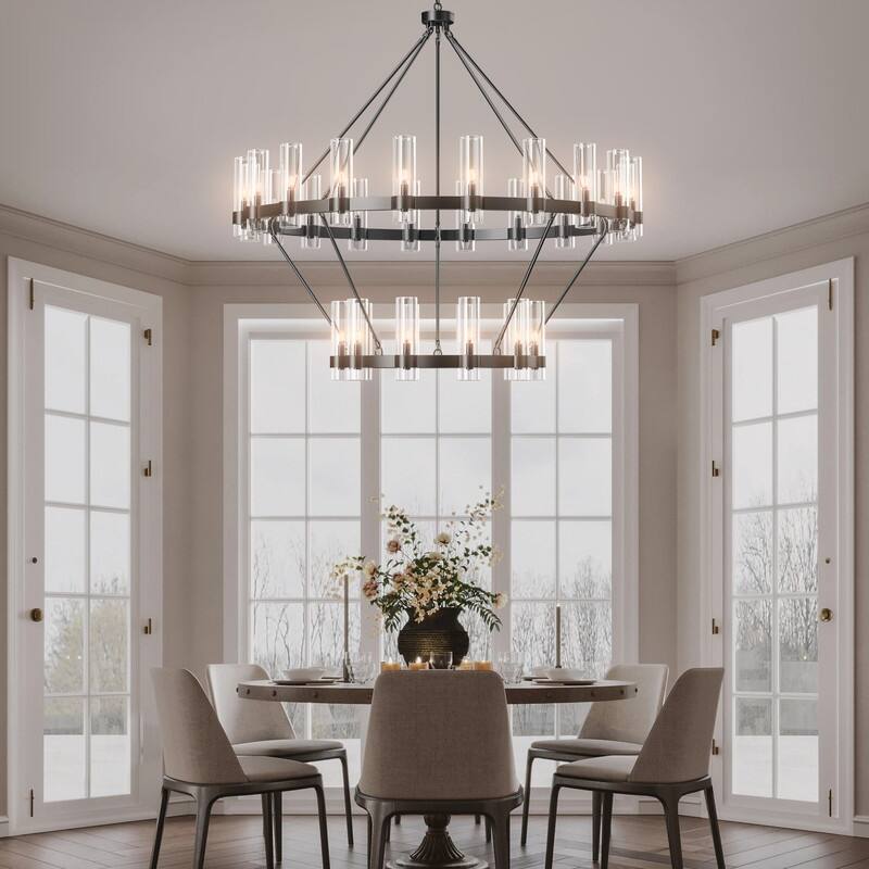 KAYLA 60in 30-Lights Gold Luxury Wagon Wheel Chandelier