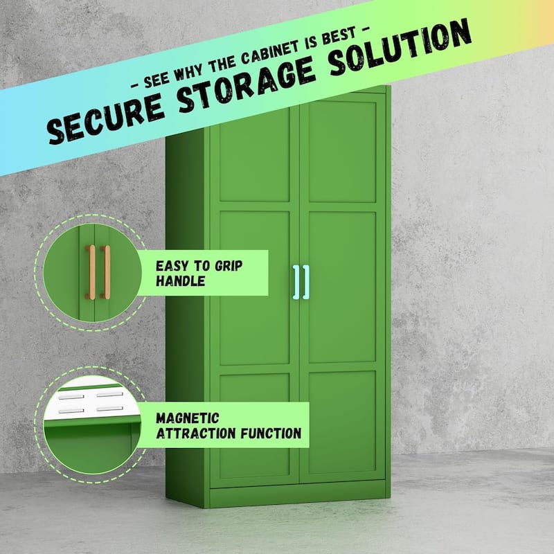 71'' - 72'' Tall Wardrobe Armoire Clothing Closet Storage Cabinet with Hanging Rod and Adjustable Shelves