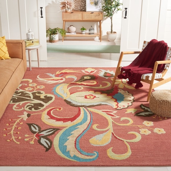 slide 2 of 34, SAFAVIEH Handmade Blossom Rust Wool Rug