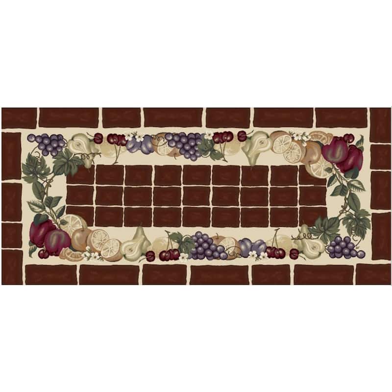 Cozy Cabin Fruitful Harvest Nylon Washable Accent Rug - 20"x44" - Red