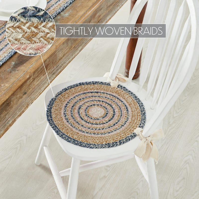 Kaila Jute Chair Pad 15 inch Diameter - Single - Blue