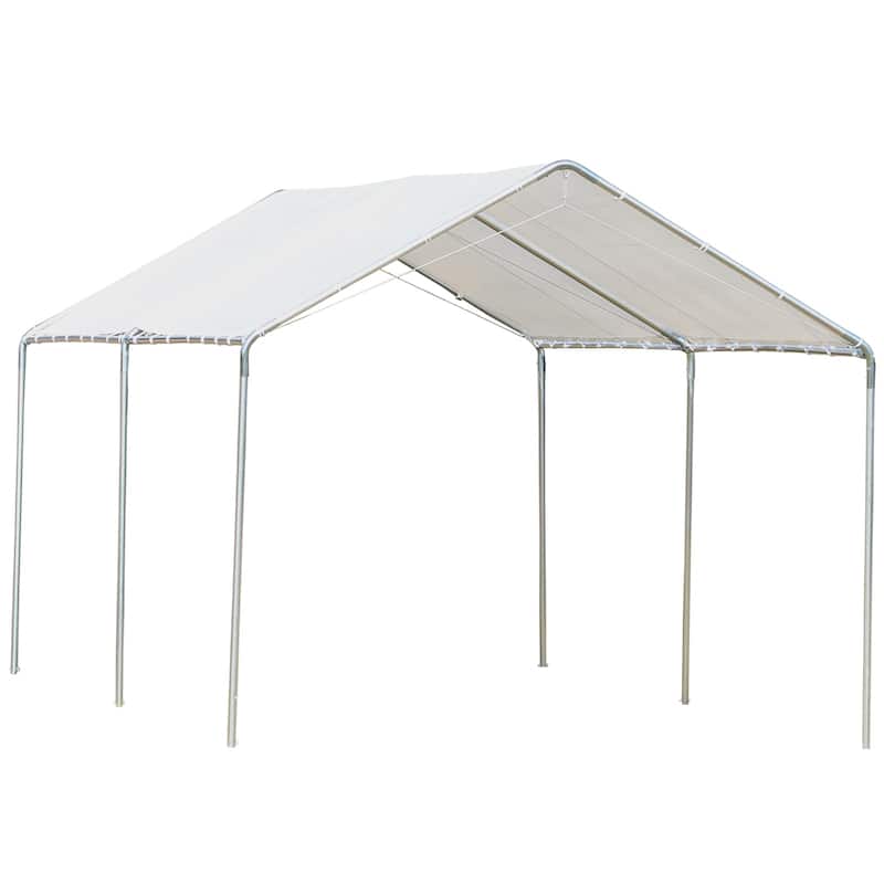Outsunny 10' x 20' Heavy Duty Carport Awning Canopy with Included Anchor Kit & Weather-Resistant PE Roof