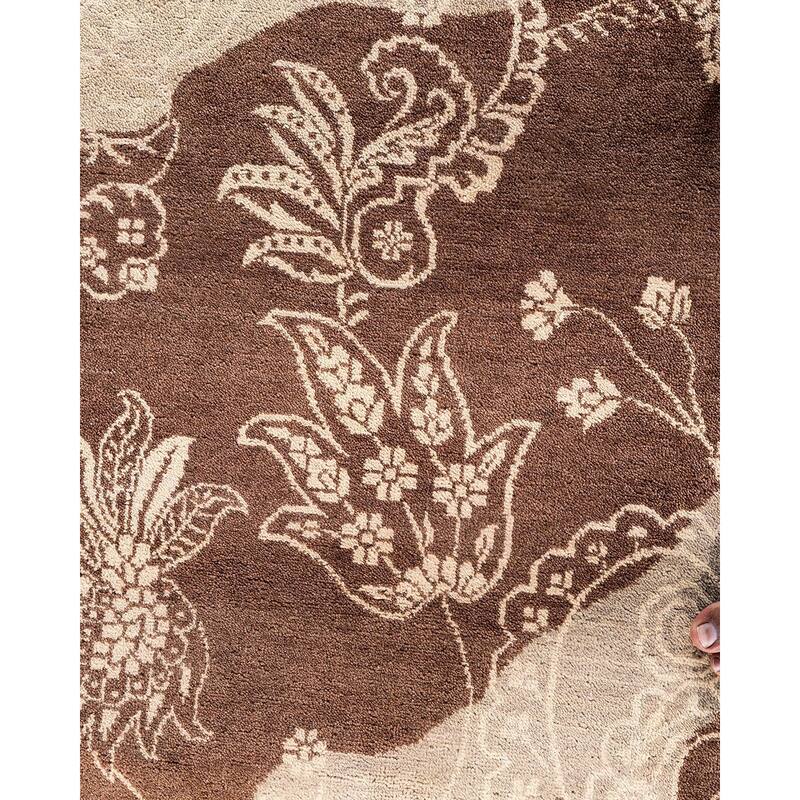 Ikat One-of-a-Kind Hand-Knotted Area Rug, Ivory - 9' 2" x 12' 4"