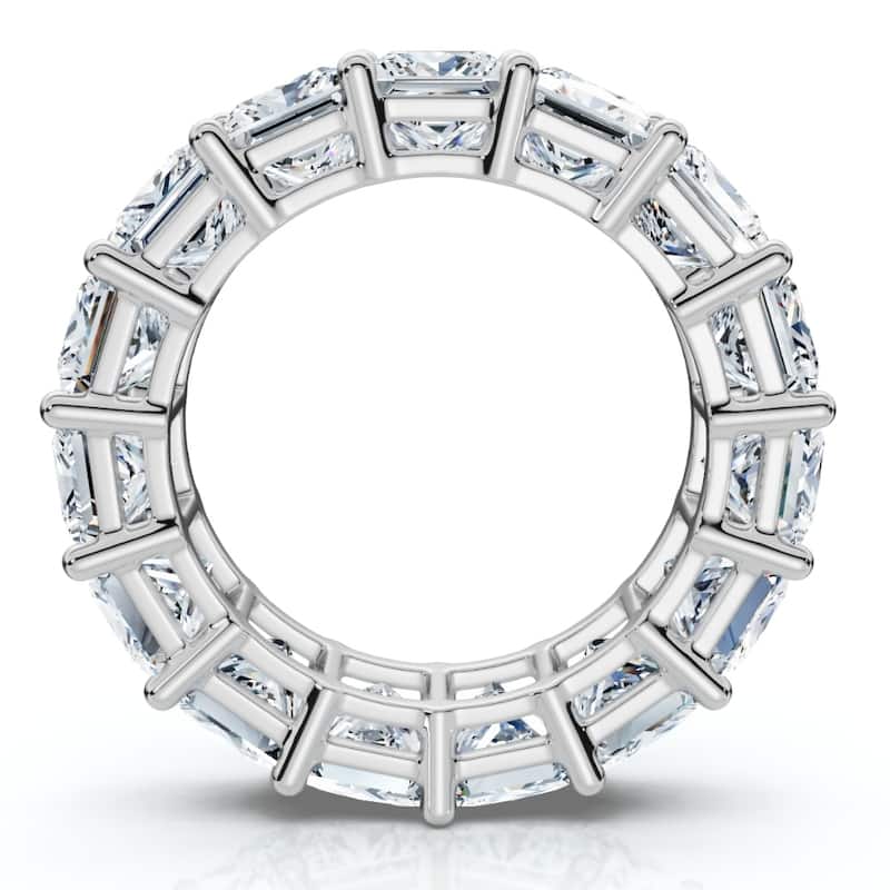 8Ct Princess Cut Diamond Eternity Ring Gold Lab Grown 4.5mm Wide
