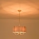 preview thumbnail 4 of 4, Rennnsan 5-Light Transitional Fabric Drum Pendant Light for Dining Room - 18.9 in. W x 11 in. H