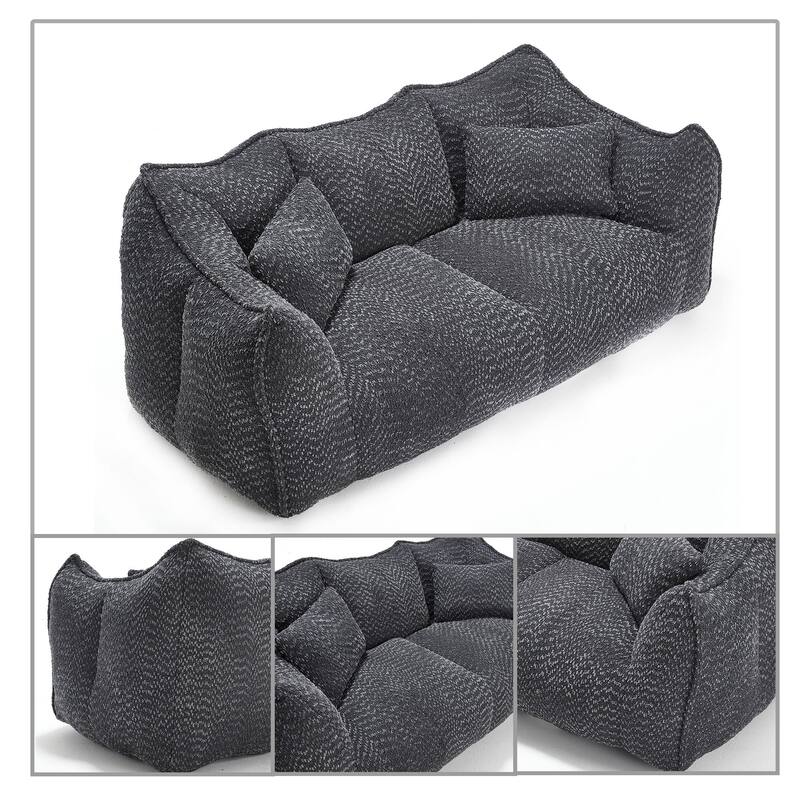 Modern comfortable bean bag sofa with high resilience foam padding and chenille fabric suitable