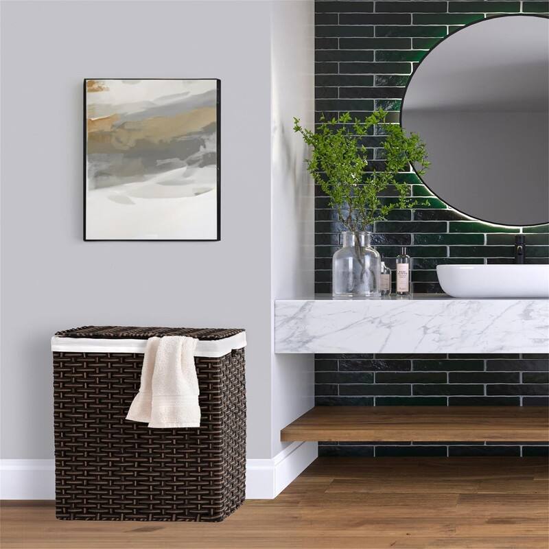 Premium Handwoven Portable Laundry Bin Basket with Carrying Handles