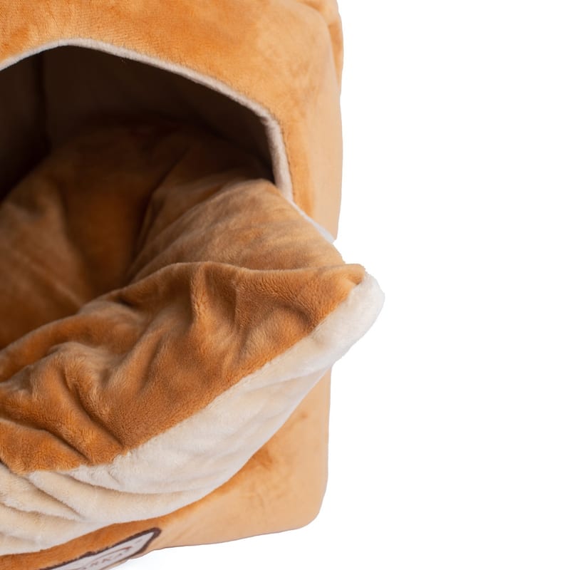 Small Indoor Cat house, Cat Beds With Mat, MachIne Washable, Earth Brown and Beige - 18"L x 14"W x 15"H