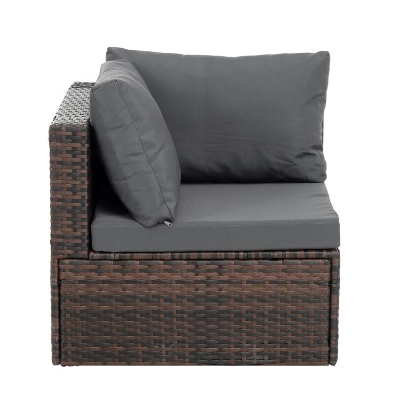 GDFStudio - Stylish 5-Piece Outdoor PE Wicker Patio Set with Tempered Glass Coffee Table, Seats 4