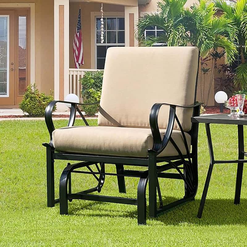 1/2PCS Outdoor Patio Rocking Chair w/ Cushion Heavy-Duty Metal Frame
