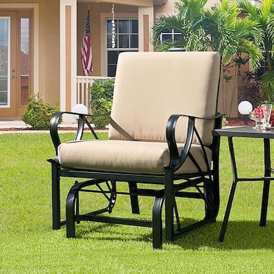 1/2PCS Outdoor Patio Rocking Chair w/ Cushion Heavy-Duty Metal Frame