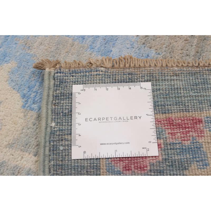 ECARPETGALLERY Hand-knotted Abstract Lahore Legacy Blue, Grey Wool Rug - 7'11 x 10'3
