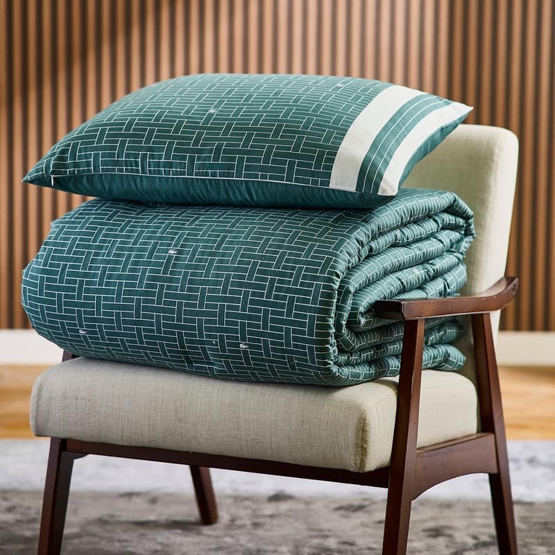 Lacoste Heritage Geo Percale Cotton 3-Piece Comforter Set