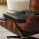 preview thumbnail 19 of 26, Genuine Leather Accent Lounge Chair and Ottoman Walnut Wood