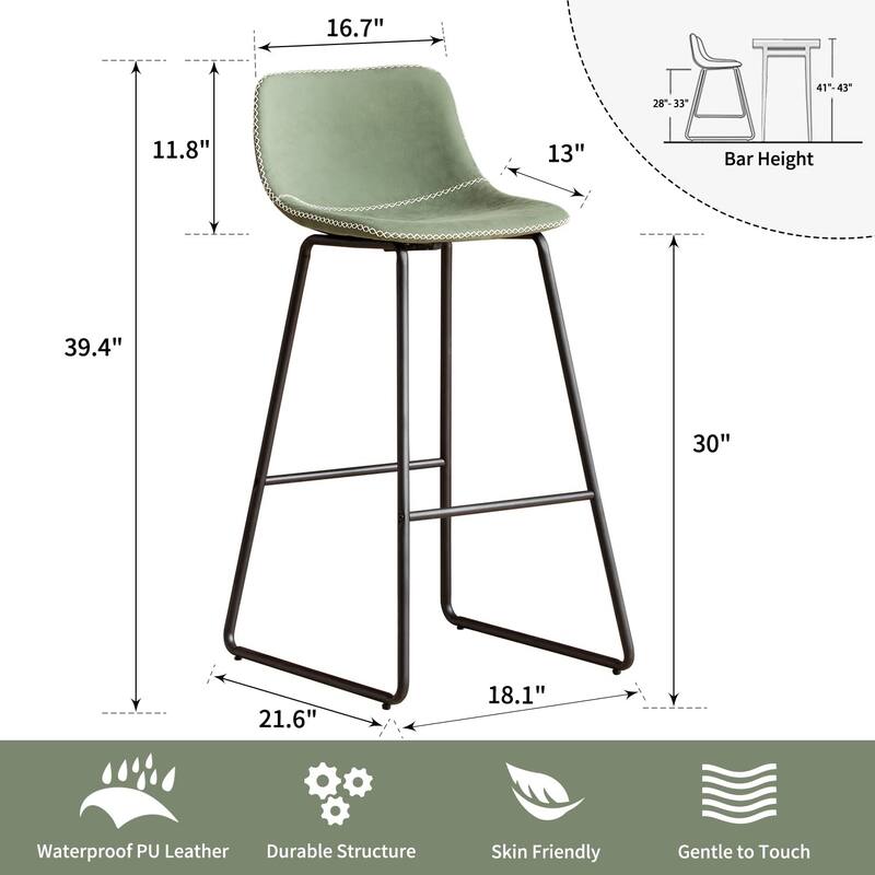 Bar Height Bar Stools Set of 2, Barstools with Backs, Modern Bar Stools for Kitchen Island, Bar Stools 30 Inch Seat Height