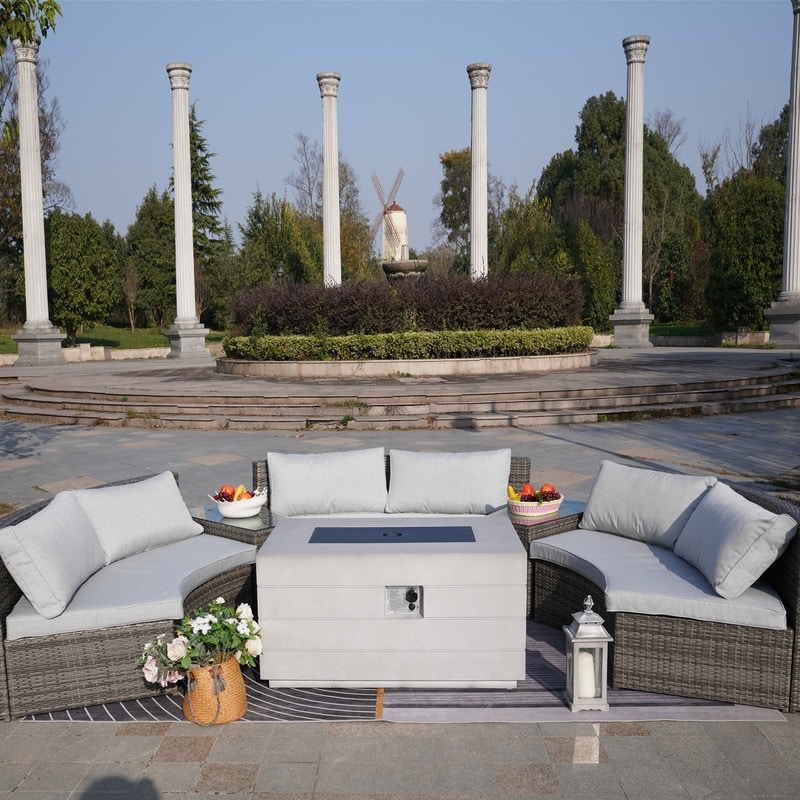 Half moon outdoor clearance sofa with fire pit