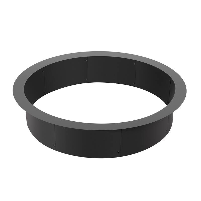 Black Carbon Steel Round Ring Fire Pit Perfect for Outdoor Special Events or Holiday Gatherings