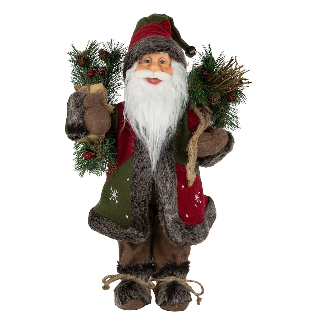 16" Country Santa Claus with Snowflake Jacket Christmas Figure