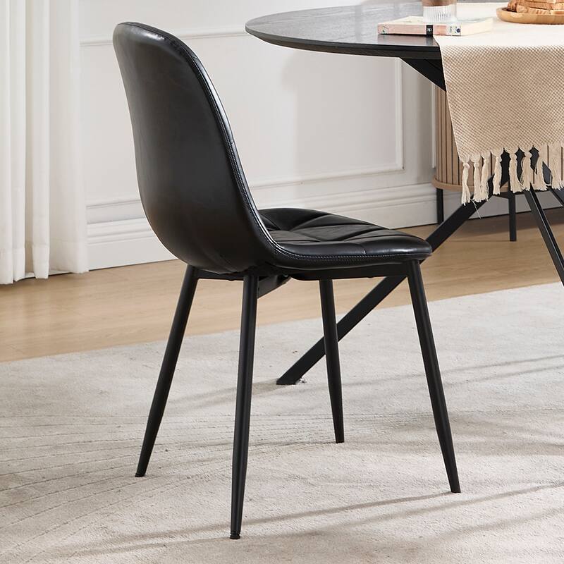 2 Piece Kitchen Dining Chairs with Upholstered Cushions, Metal Legs, High Backrest for Dining Room Kitchen Living Room Bedroom