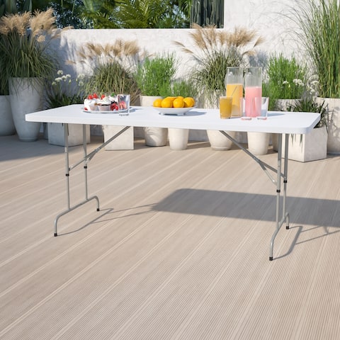 30"W x 72"L Height Adjustable Granite White Plastic Folding Table
