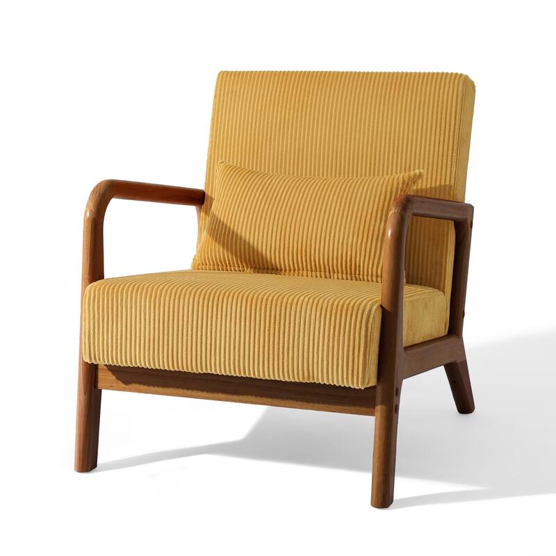 Mid-Century Upholstered Accent Chair with Wood Frame