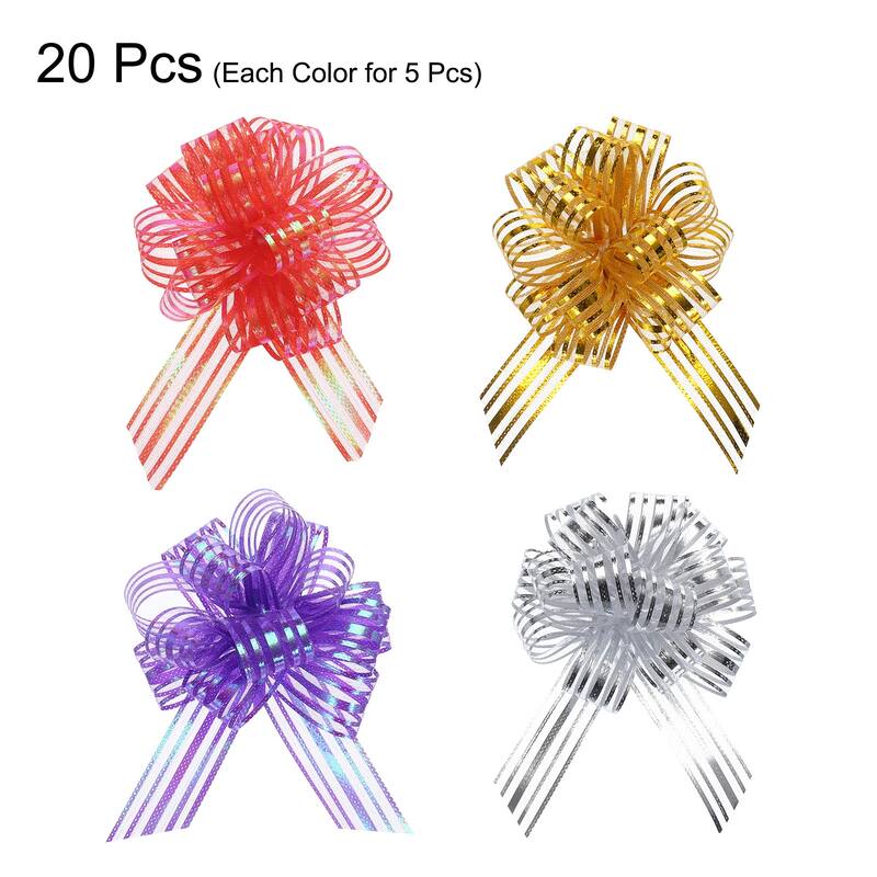 20pcs Large Organza Pull Bow Metallic Chiffon Gift Wrapping Bows