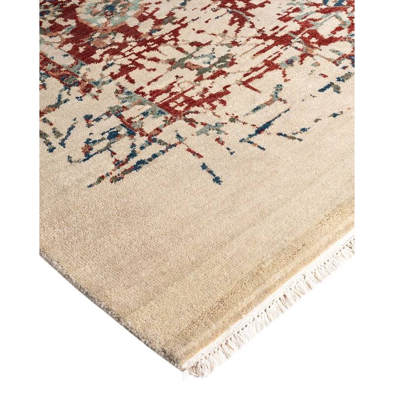 Ikat One-of-a-Kind Hand-Knotted Area Rug - Beige, 8' 1" x 10' 4" - 8' 1" x 10' 4"