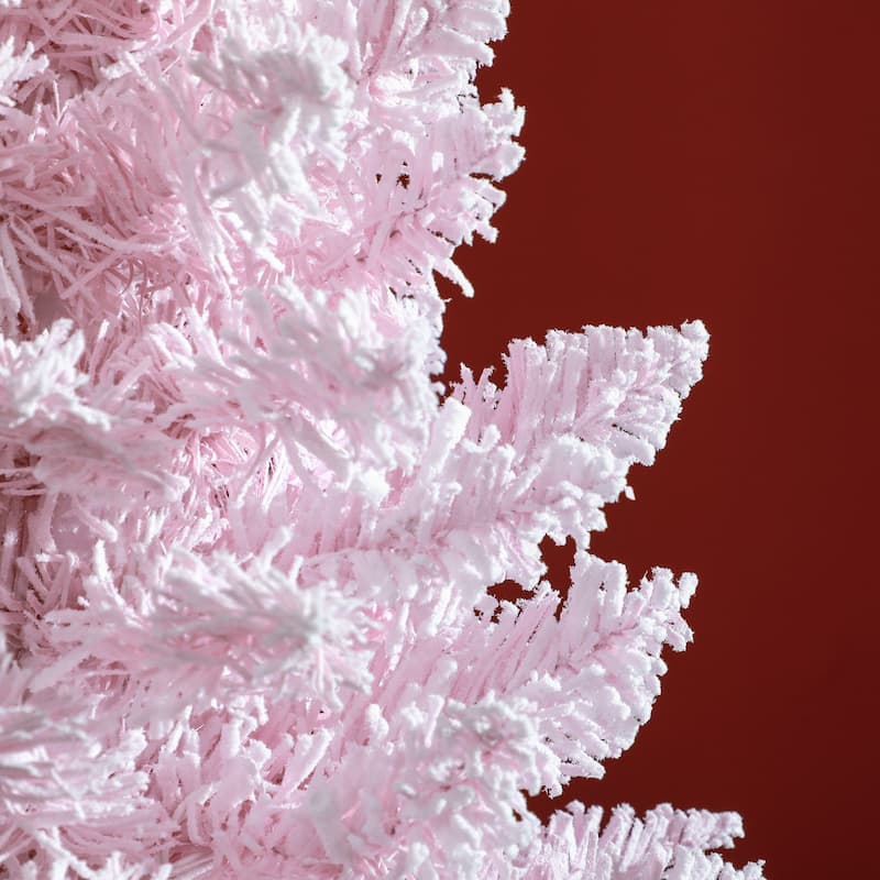 HOMCOM 6' Tall Pre-Lit Slim Noble Fir Artificial Christmas Tree with Realistic Branches, 170 Warm White LED Lights and 390 Tips