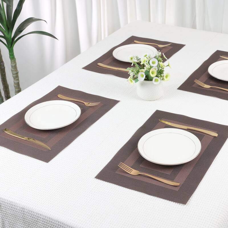 Placemat Set of 6 PVC Placemats for Kitchen Dining Table Decor Heat Resistant Table Placemats Wipeable Table Mat - 18*12in