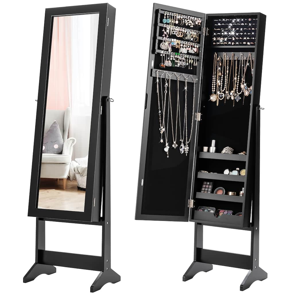 Jewelry Armoire Cabinet with Full-length Mirror Standing