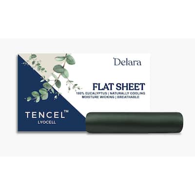Delara 100% Eucalyptus Lyocell Tencel Flat Sheet, Naturally Cooling, Super Soft, Moisture-Wicking, Smooth & Breathable