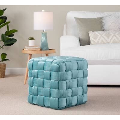 Silver Orchid Camilla Braided Square 16" Ottoman