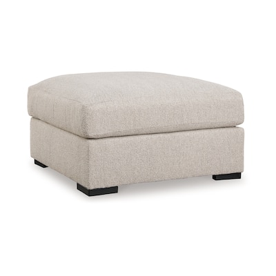 Balli Accent Ottoman Footrest, 42 Inch Square, Warm Beige Polyester