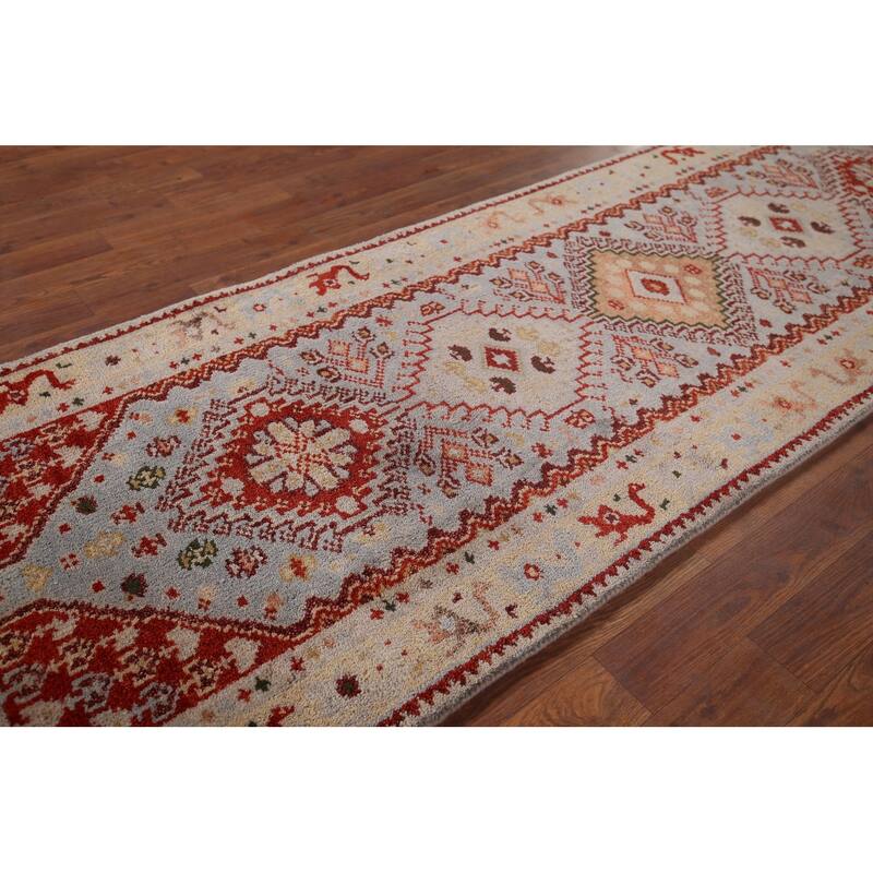 Geometric Heriz Serapi Oriental Runner Rug Handmade Wool Carpet - 2'7"x 7'11"
