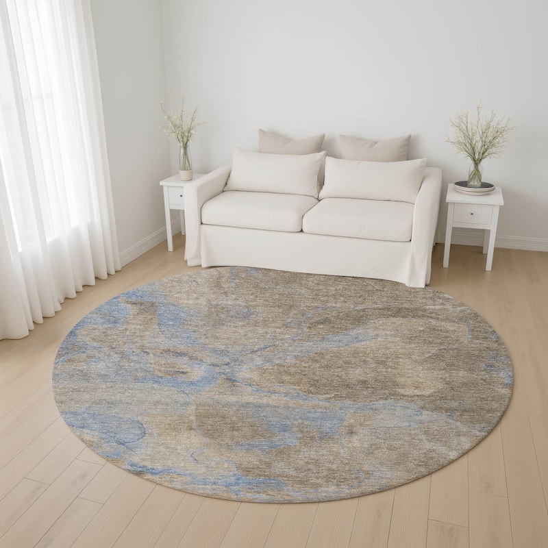 Premium Washable Super Soft Abstract Watercolor Mayfield Rug - Taupe - 8' x 8'