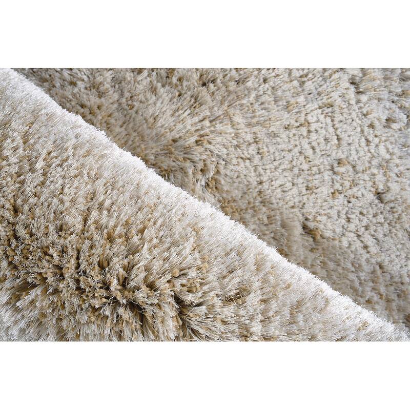 Exquisite Rugs Sumo Shag Handmade Handloomed Polyester/Microfiber Beige Area Rug