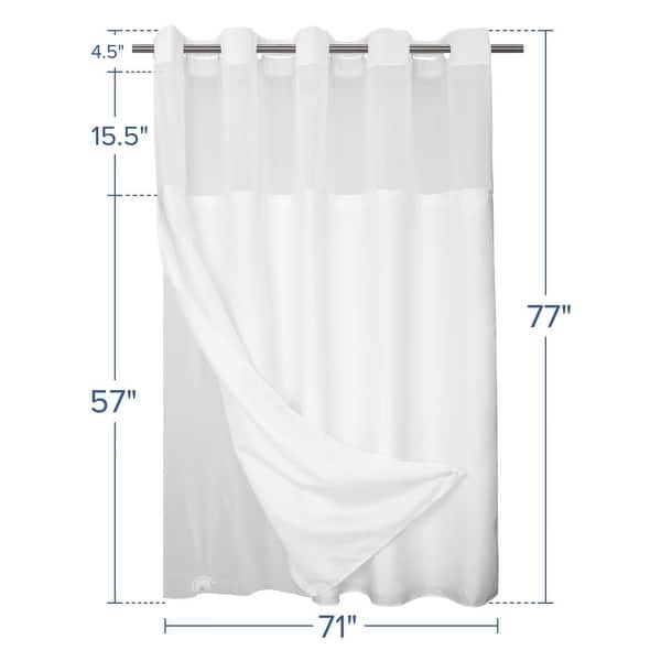 dimension image slide 11 of 19, No Hook Slub Linen Texture Shower Curtain with PEVA Snap-in Liner