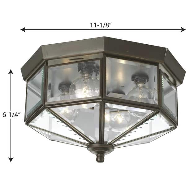 Progress Lighting Four-Light Beveled Glass 11-1 8" Close-to-Ceiling - 6.750" x 11.000" x 11.000"