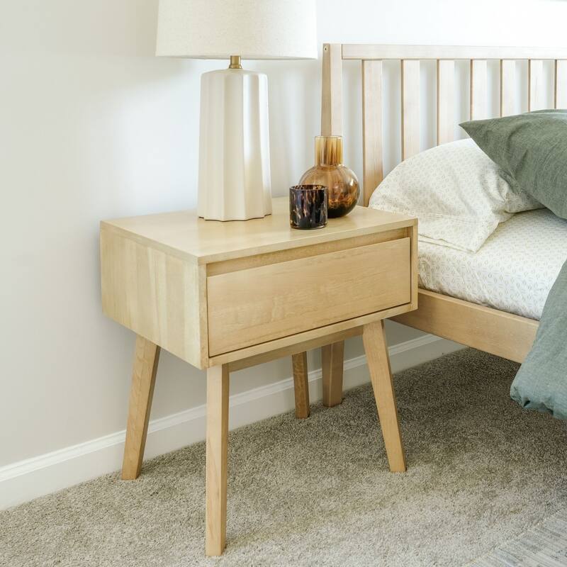 Plank and Beam Scandinavian Nightstand with 1 Drawer - Set of 2