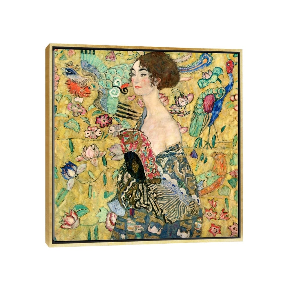 iCanvas "Lady with a Fan" by Gustav Klimt Framed Canvas Print