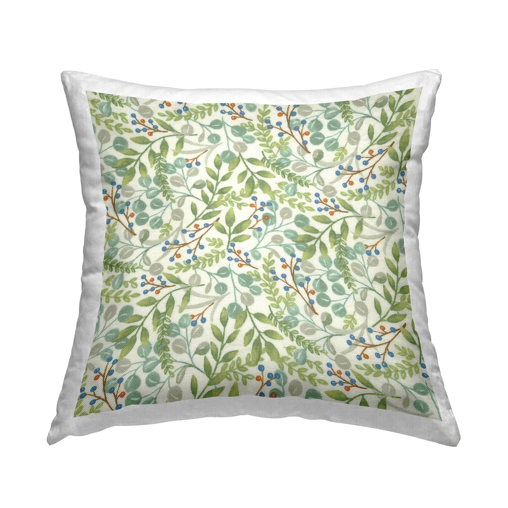 Stupell Green Nature Leaves Sprouts Printed Throw Pillow Design by Deb Strain