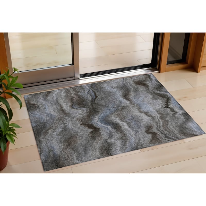 HomeRoots Abstract Transitional Rectangle Outdoor Rug - 3' x 5'