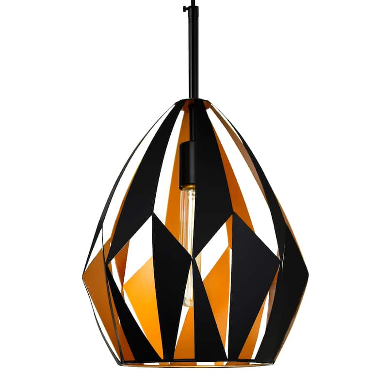 Oxide 1 Light 12in Black & Copper Down Pendant - Black/Copper