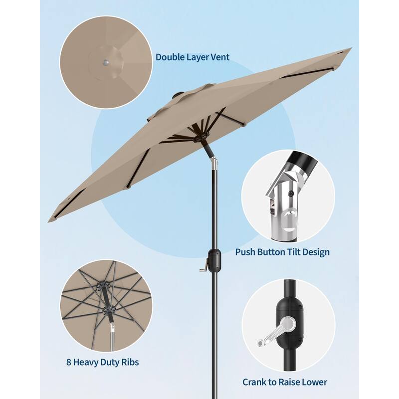 Coromose 9FT Outdoor Patio Umbrella, 8 Sturdy Ribs, for Garden, Poolside, Deck