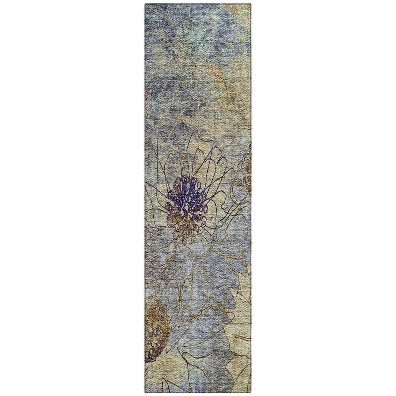 Machine Washable Indoor/ Outdoor Contemporary Floral Chantille Rug